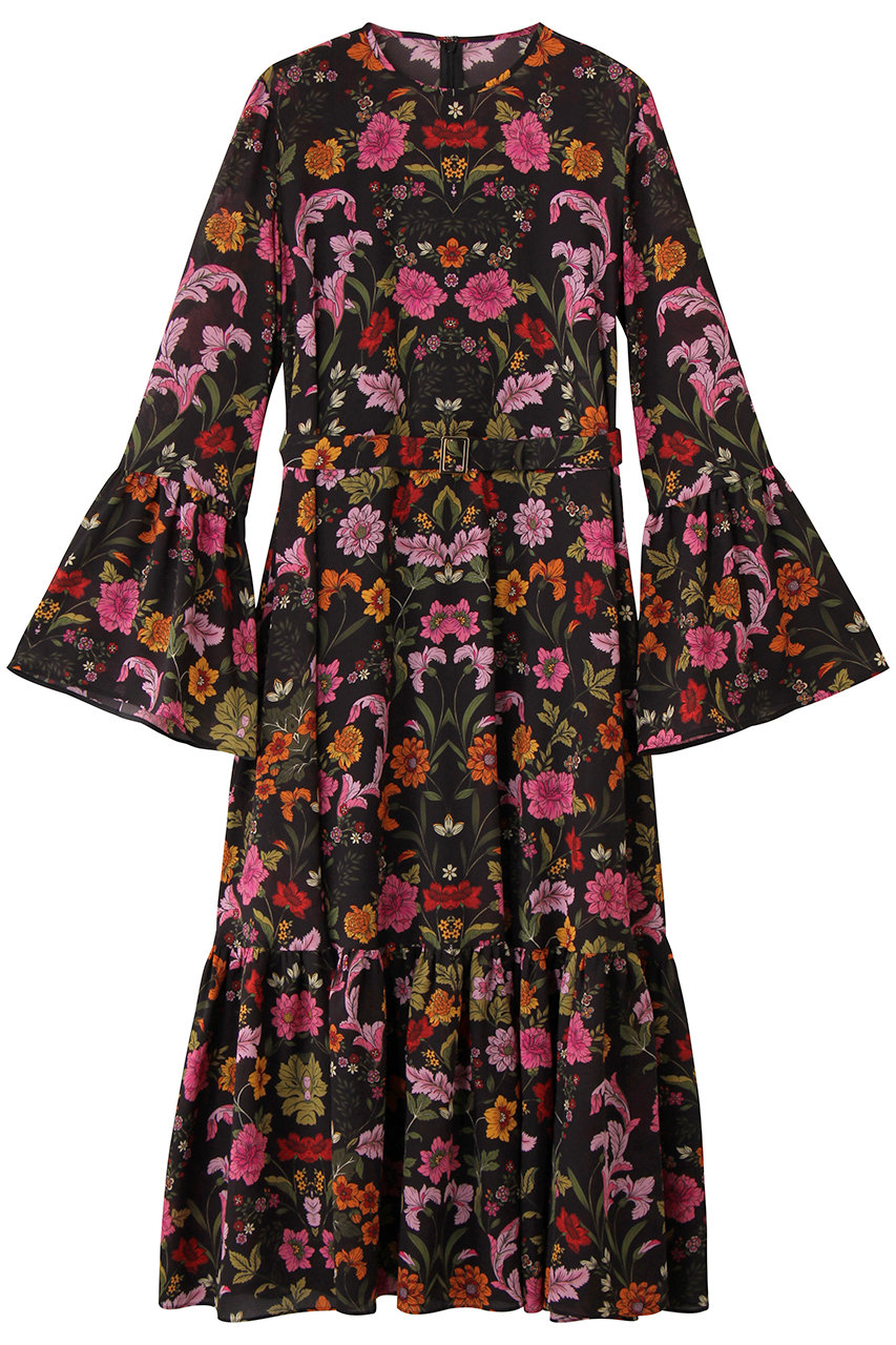 allureville 【Loulou Willoughby】シンメトリーフラワーPTワンピース (ブラック系, 1) アルアバイル ELLE SHOP