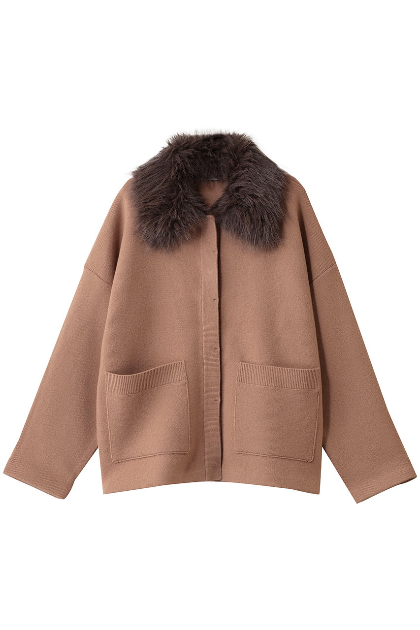 allureville 【Loulou Willoughby】ファー衿ニットショートコート (ベージュ, 2) アルアバイル ELLE SHOP allureville 【Loulou Willoughby】ファー衿ニットショートコート (ベージュ, 2) アルアバイル ELLE SHOP