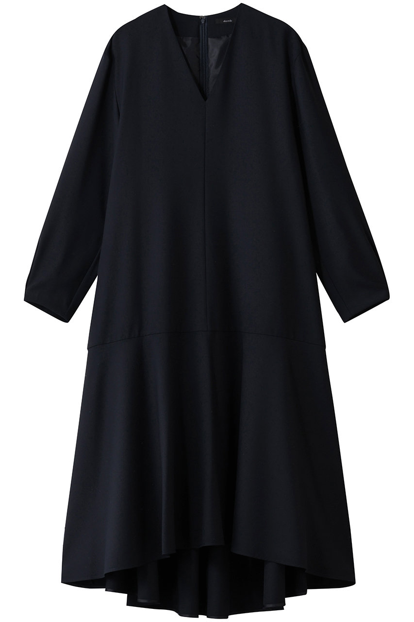 アルアバイル/allurevilleのビエラAラインVネックワンピース(ネイビー/20252014850-84-020)