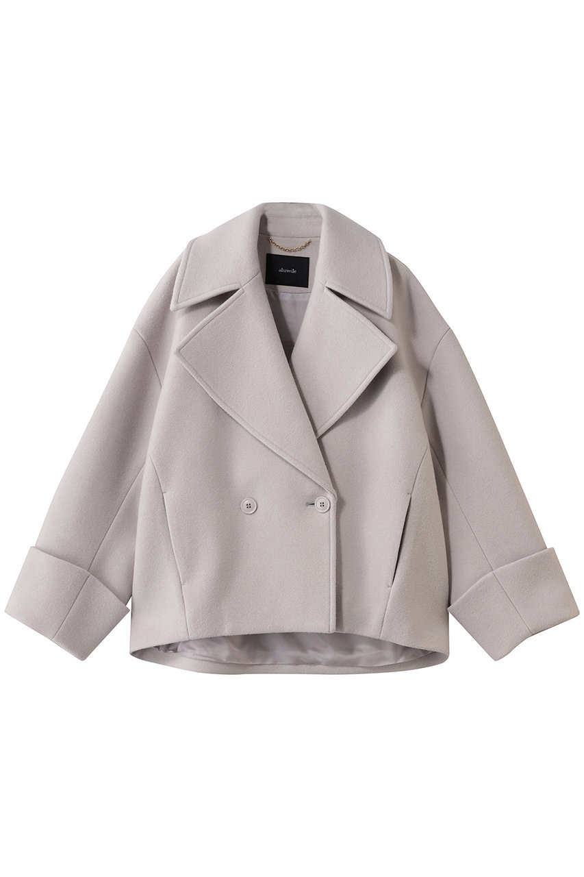 最終値下げ　美品　アルアバイルダッフルコート　グレージュ セール】 カシミヤ混ショールカラーミドルコート （ダッフルコート