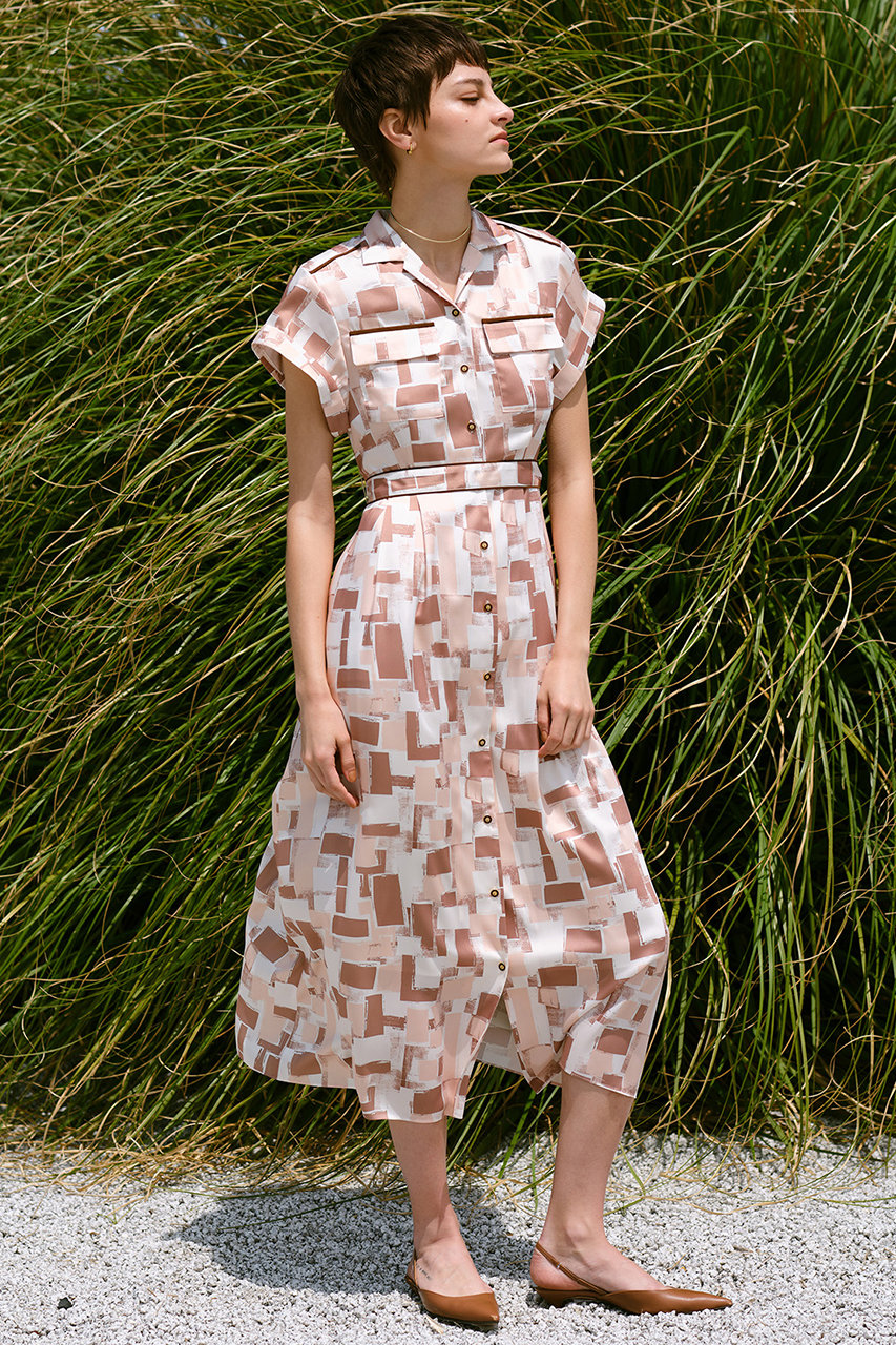 allureville ジオメトリックSAFARIドレス (ベージュ, 1) アルアバイル ELLE SHOP allureville ジオメトリックSAFARIドレス (ベージュ, 1) アルアバイル ELLE SHOP
