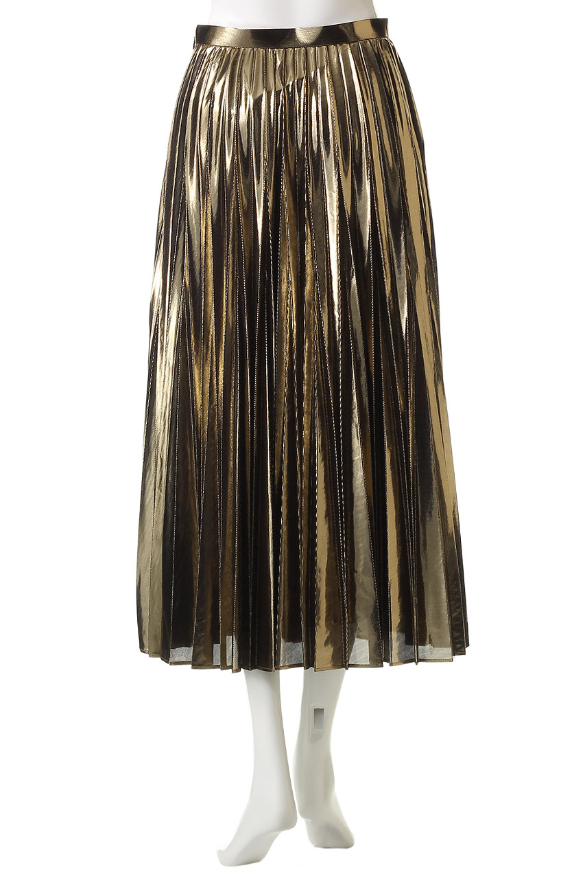 allureville(アルアバイル)｜メタリック切替プリーツスカート/ゴールド
