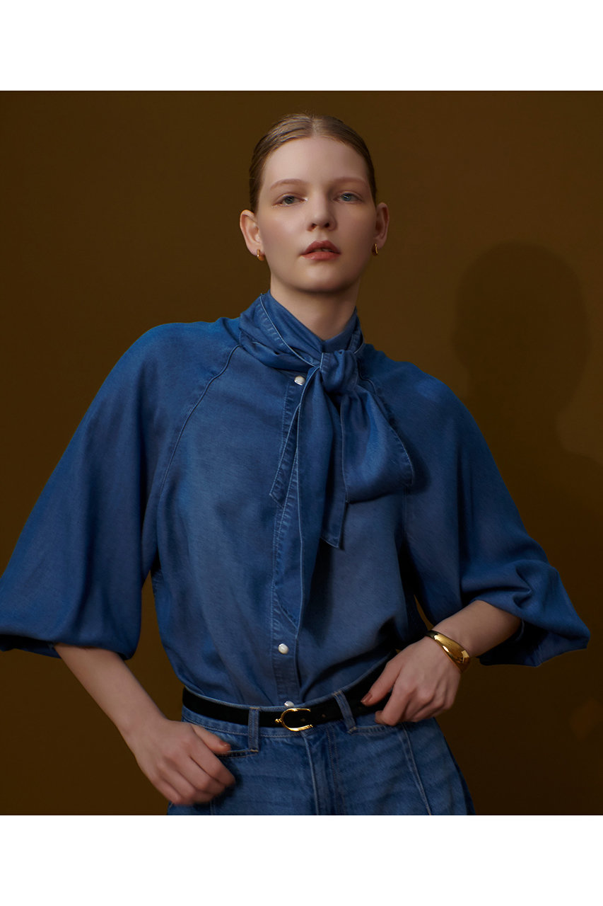 allureville デニムボウブラウス (ブルー, 2) アルアバイル ELLE SHOP