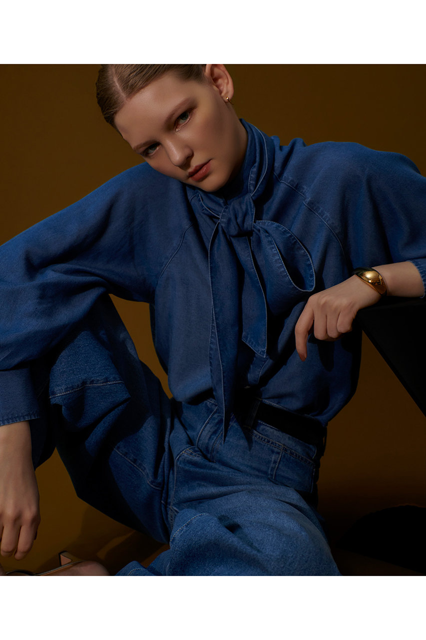 allureville(アルアバイル)｜【予約販売】デニムボウブラウス/ブルー