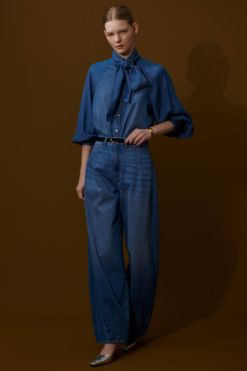 allureville(アルアバイル)｜セミバギーデニムパンツ/ブルー の通販