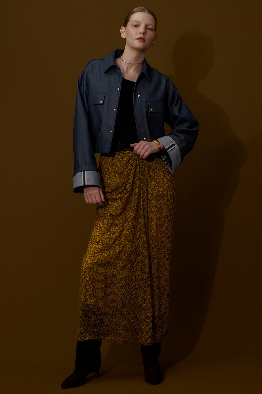 allureville(アルアバイル)｜リジッドデニムライクブルゾン/ネイビー