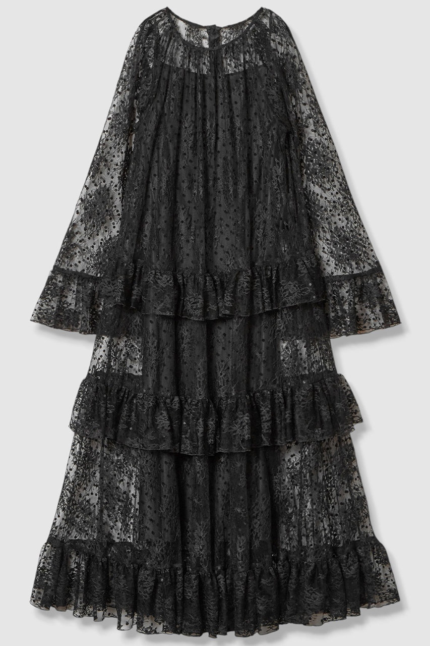 allureville 【Loulou Willoughby】フロッキードットレースワンピース (ブラック, 2) アルアバイル ELLE SHOP allureville 【Loulou Willoughby】フロッキードットレースワンピース (ブラック, 2) アルアバイル ELLE SHOP
