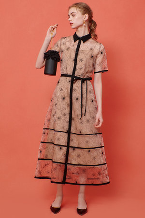 アルアバイル/allurevilleの【Loulou Willoughby】オーガンジーフラワー刺繍ワンピース(110500/110503)