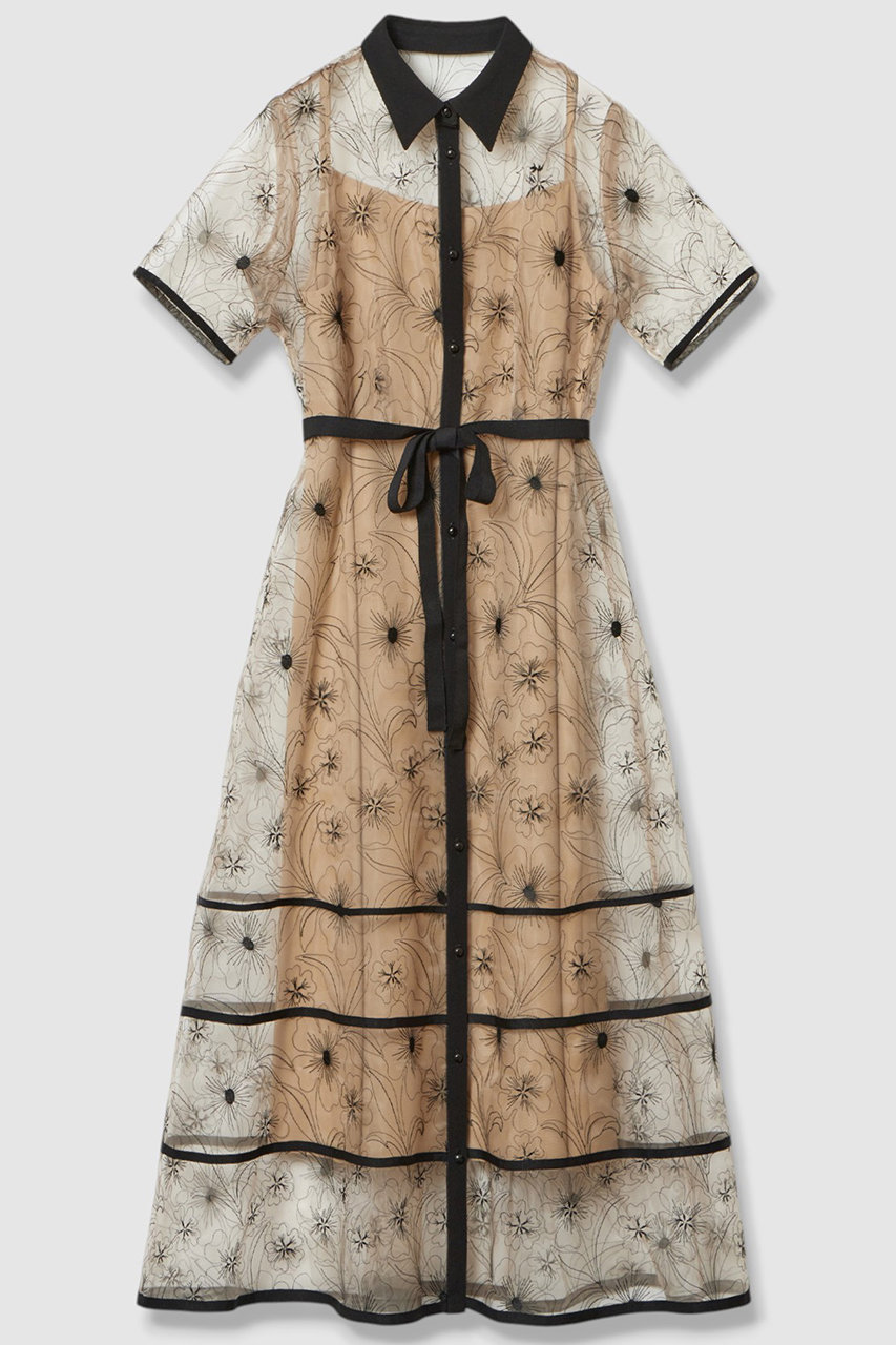 allureville 【Loulou Willoughby】オーガンジーフラワー刺繍ワンピース (ベージュ, 1) アルアバイル ELLE SHOP allureville 【Loulou Willoughby】オーガンジーフラワー刺繍ワンピース (ベージュ, 1) アルアバイル ELLE SHOP