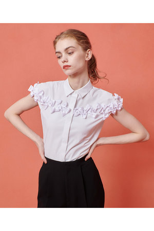 美品 2024年 アルアバイル コットンショートシャツブラウス パール 白 コットンショートシャツブラウス|allureville OFFICIAL SITE