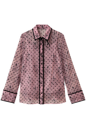 アルアバイル/allurevilleの【Loulou Willoughby】フロッキードットレースブラウス(110400/110403)