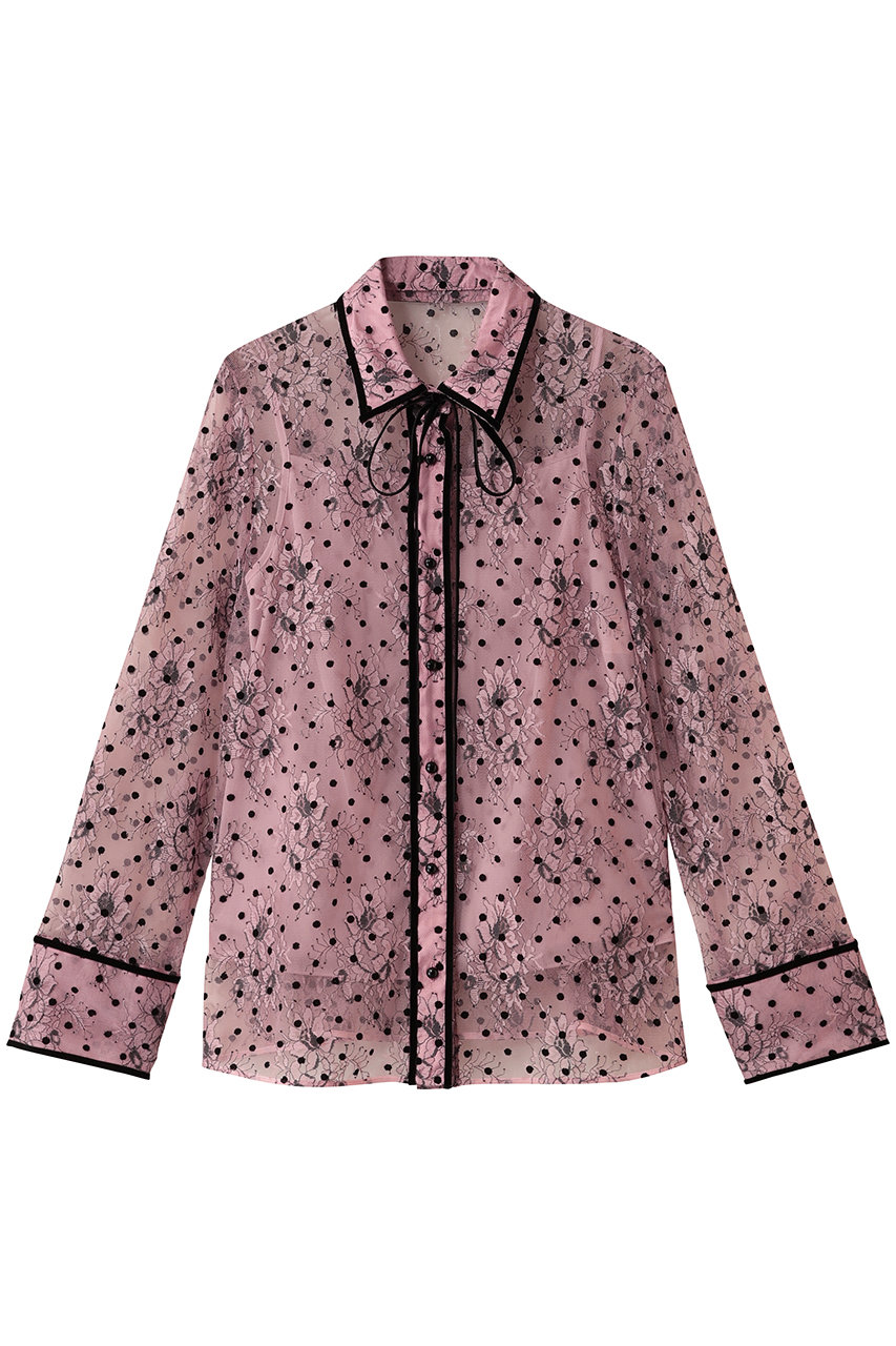 allureville 【Loulou Willoughby】フロッキードットレースブラウス (ピンク, 2) アルアバイル ELLE SHOP allureville 【Loulou Willoughby】フロッキードットレースブラウス (ピンク, 2) アルアバイル ELLE SHOP