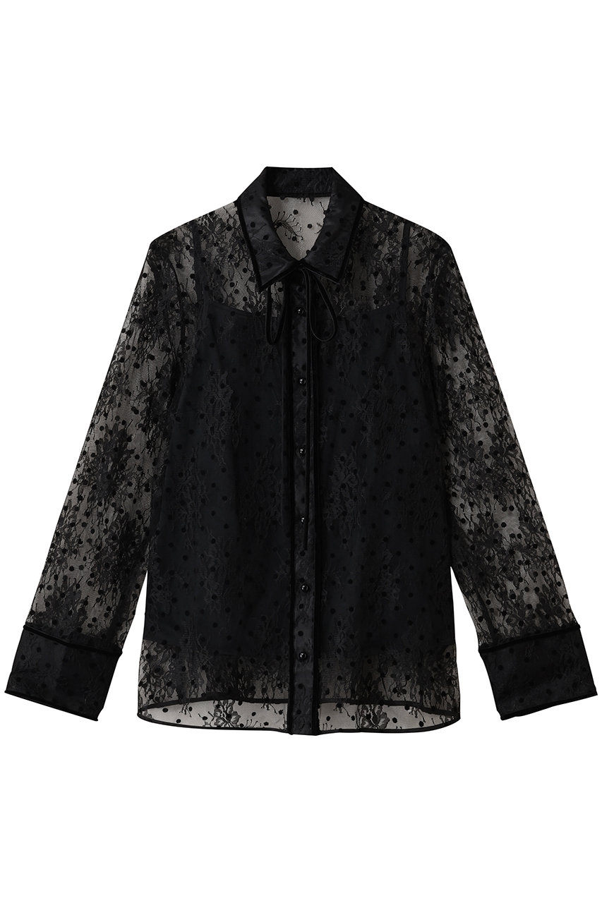 【Loulou Willoughby】フロッキードットレースブラウス