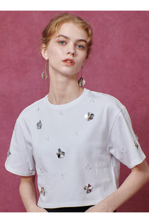 アルアバイル/allurevilleの【Loulou Willoughby】スパンコールＴシャツ(110100/110102)