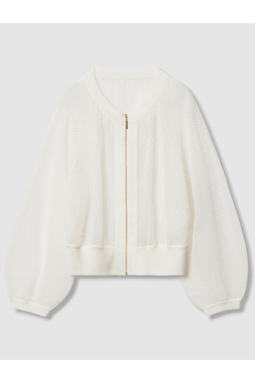 allureville 【Loulou Willoughby】柄編みニットブルゾン (オフホワイト, 2) アルアバイル ELLE SHOP allureville 【Loulou Willoughby】柄編みニットブルゾン (オフホワイト, 2) アルアバイル ELLE SHOP