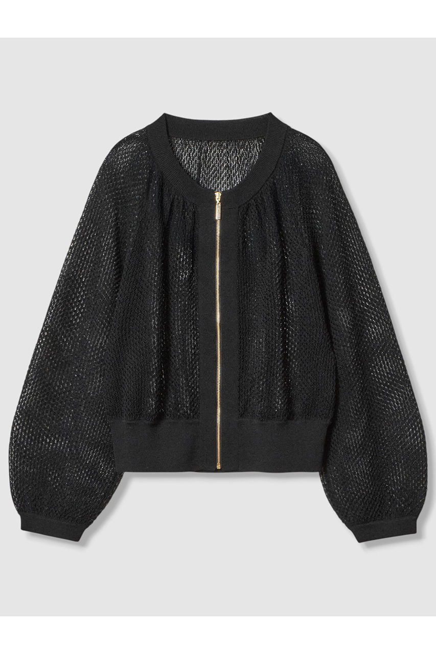 allureville 【Loulou Willoughby】柄編みニットブルゾン (ブラック, 2) アルアバイル ELLE SHOP allureville 【Loulou Willoughby】柄編みニットブルゾン (ブラック, 2) アルアバイル ELLE SHOP