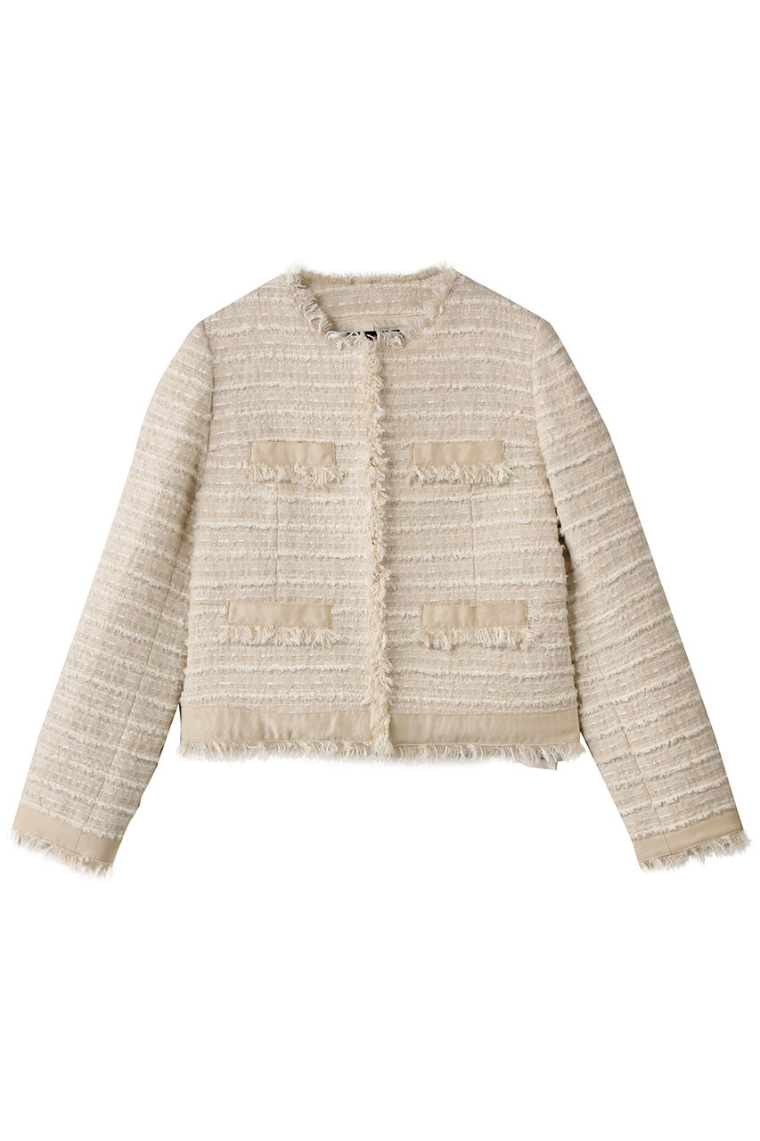 allureville ジオリカツイードラウンドネックジャケット (アイボリー, 1) アルアバイル ELLE SHOP allureville ジオリカツイードラウンドネックジャケット (アイボリー, 1) アルアバイル ELLE SHOP