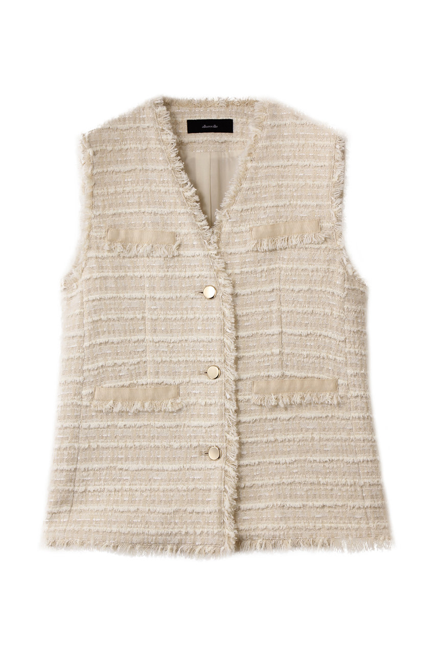 allureville ジオリカツィードフリンジジレ (アイボリー, 2) アルアバイル ELLE SHOP allureville ジオリカツィードフリンジジレ (アイボリー, 2) アルアバイル ELLE SHOP