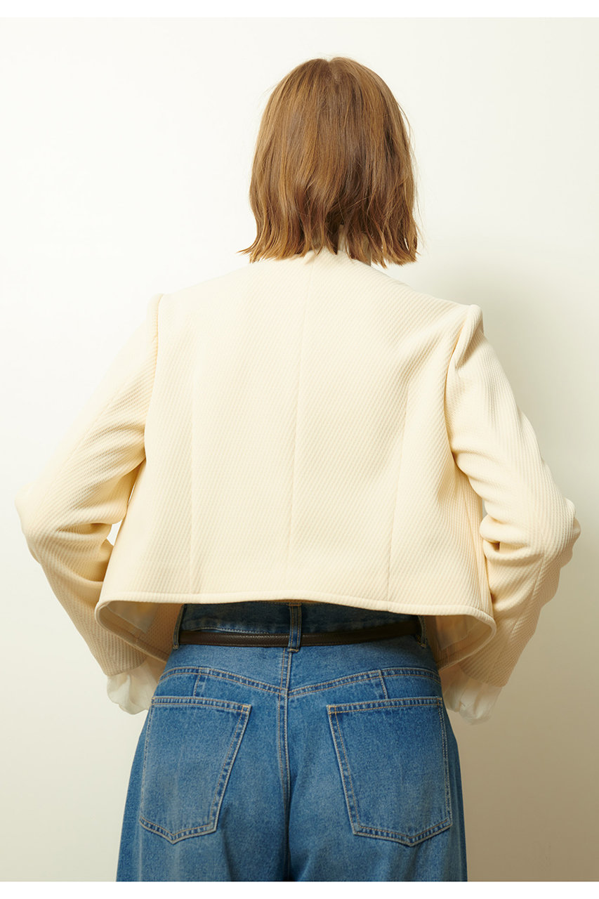 allureville ノーカラージャケット アイボリー allureville ジャケット ノーカラージャケット ピンストライプ