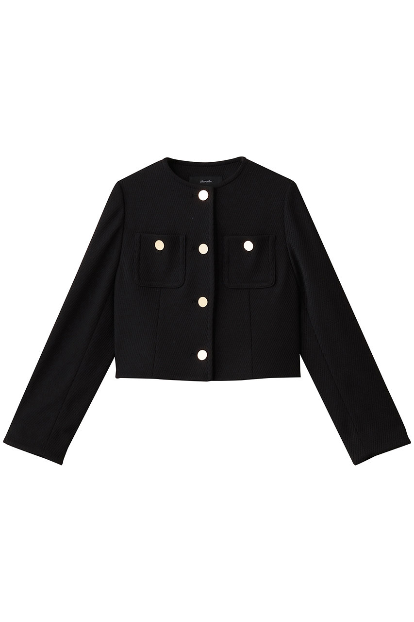 allureville ダンボールジャージノーカラージャケット (ブラック, 1) アルアバイル ELLE SHOP allureville ダンボールジャージノーカラージャケット (ブラック, 1) アルアバイル ELLE SHOP