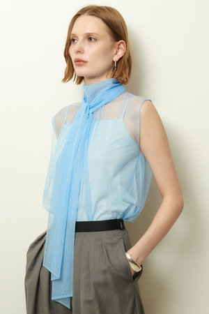 「allureville」 ノースリーブブラウス 2 ブルー レディース フロントフリルノースリブラウス|allureville OFFICIAL SITE