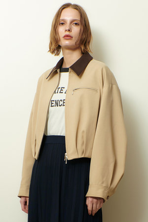 ella_selectshop コンパクトジャガードブルゾン　五分袖　黒 ella_selectshop コンパクトジャガードブルゾン 五分袖 黒 ella