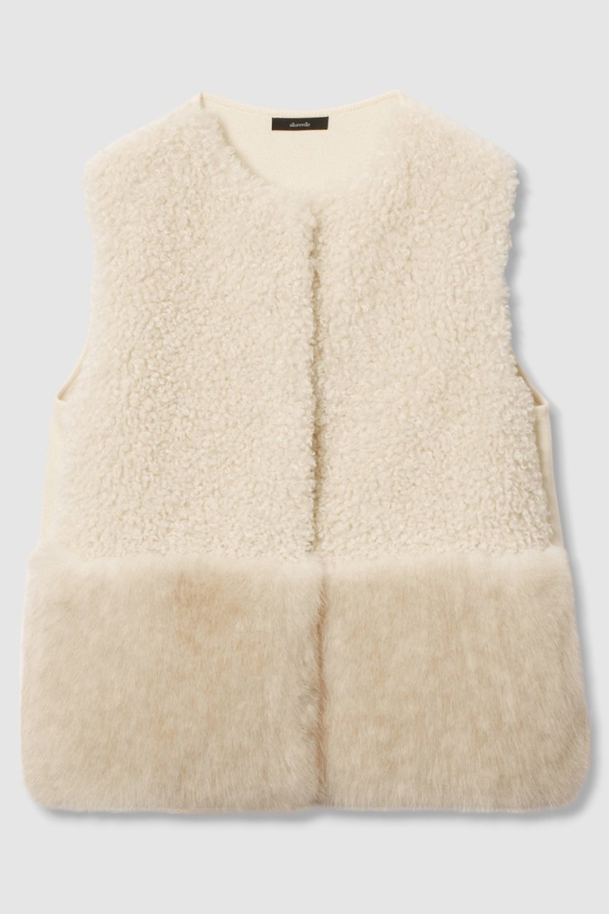 フェイクボアコンビニットジレ