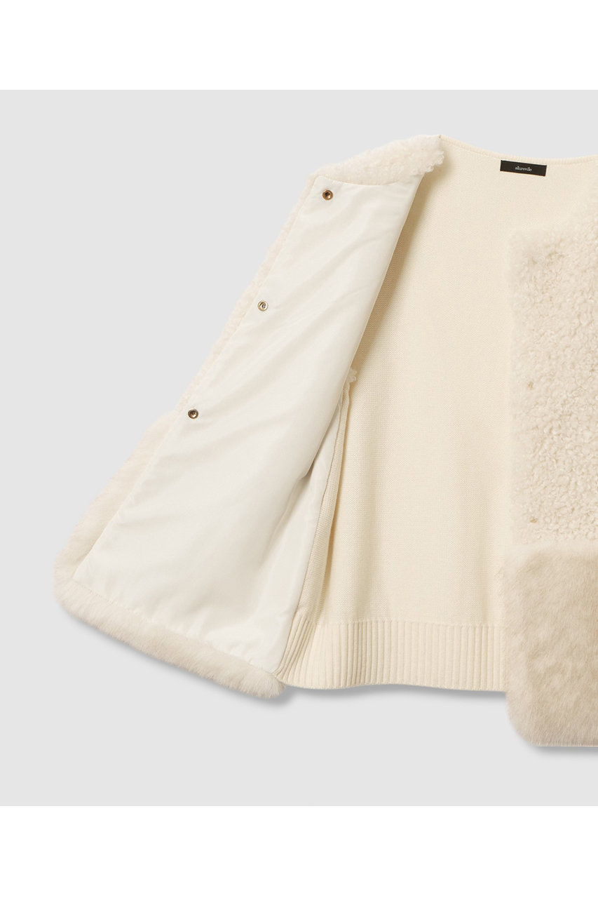 allureville(アルアバイル)｜フェイクボアコンビニットジレ/アイボリー