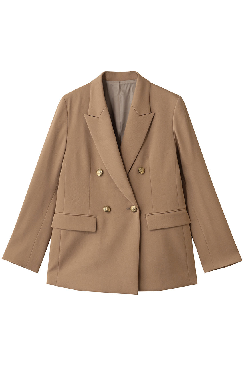 allureville 【LOULOU WILLOUGHBY】ウールチノダブルジャケット (ベージュ, 2) アルアバイル ELLE SHOP