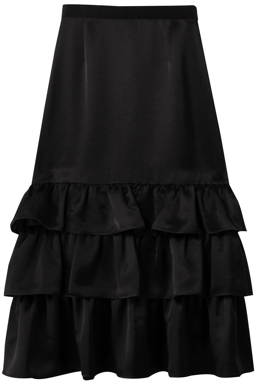 アルアバイル/allurevilleの【LOULOU WILLOUGHBY】トリアセサテンティアードスカート(ブラック/21252011190-95-020)