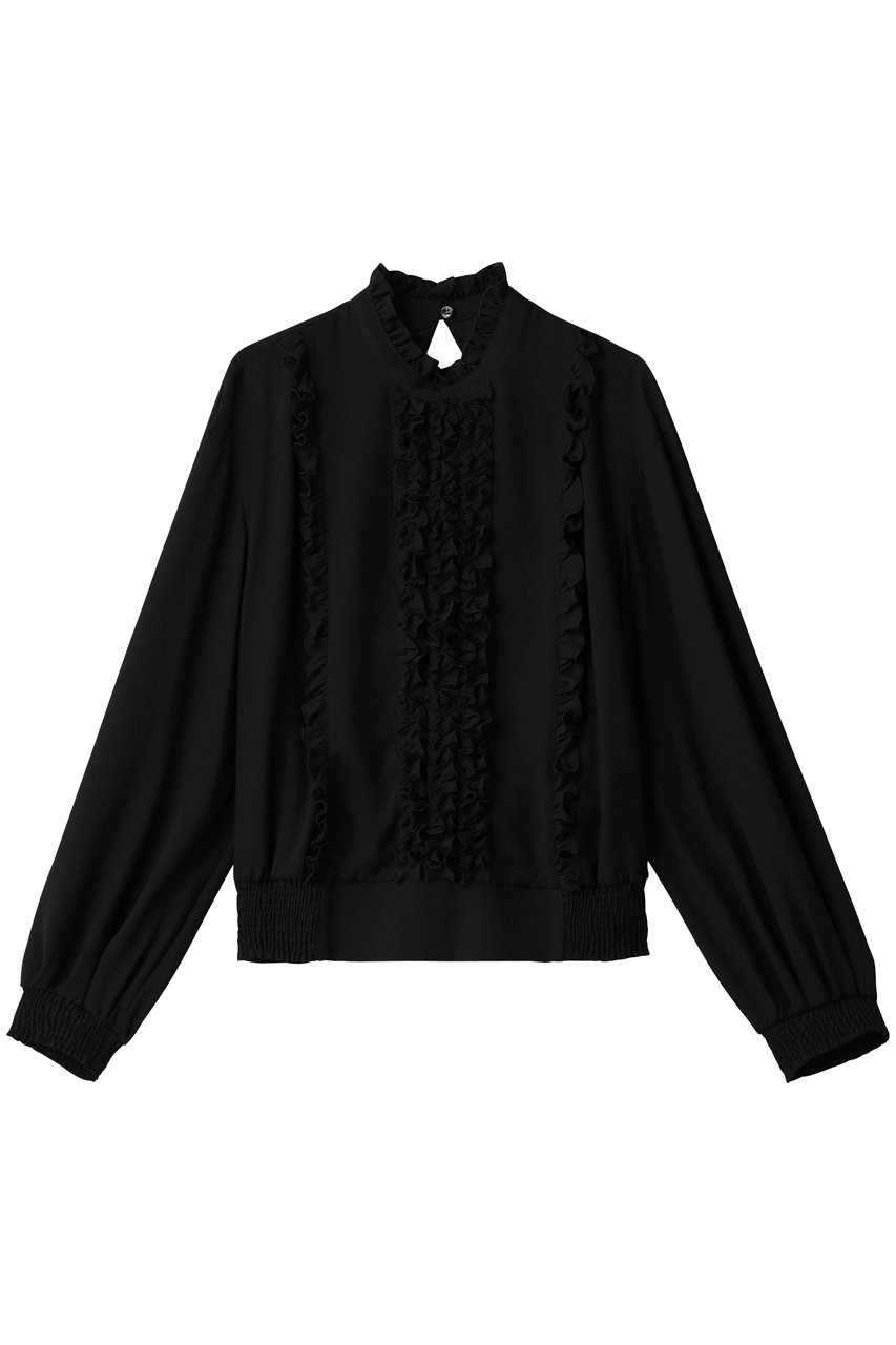 アルアバイル/allurevilleの【LOULOU WILLOUGHBY】スタンドフリルシャーリングブラウス(ブラック/21252013180-95-020)