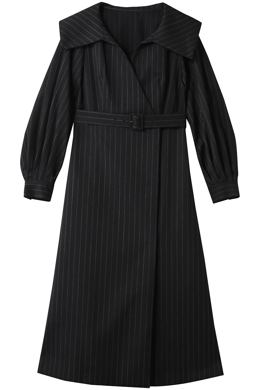 allureville 【LOULOU WILLOUGHBY】W先染めセーラーカラーワンピース (ブラック系, 2) アルアバイル ELLE SHOP