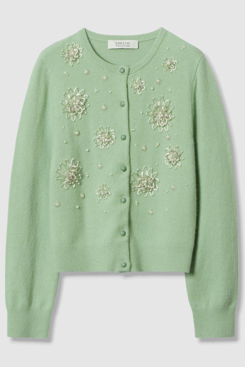 アルアバイル/allurevilleの【LOULOU WILLOUGHBY】ビーズフラワーカーディガン(ミントグリーン/21252016160-92-020)