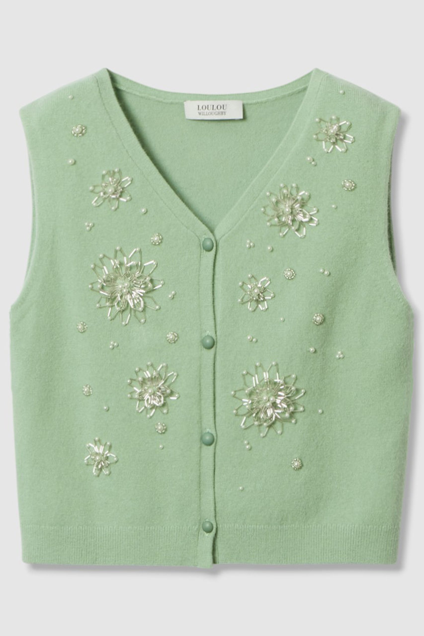 アルアバイル/allurevilleの【LOULOU WILLOUGHBY】ビーズフラワージレ(ミントグリーン/21252016170-92-020)