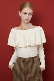 【LOULOU WILLOUGHBY】ラッフルオフショルプルオーバー