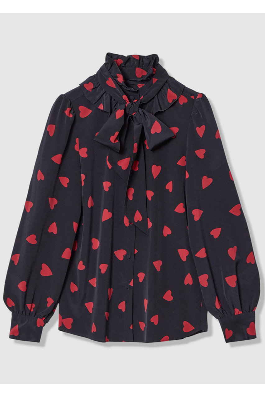 【LOULOU WILLOUGHBY】デシンハートプリントボウタイブラウス