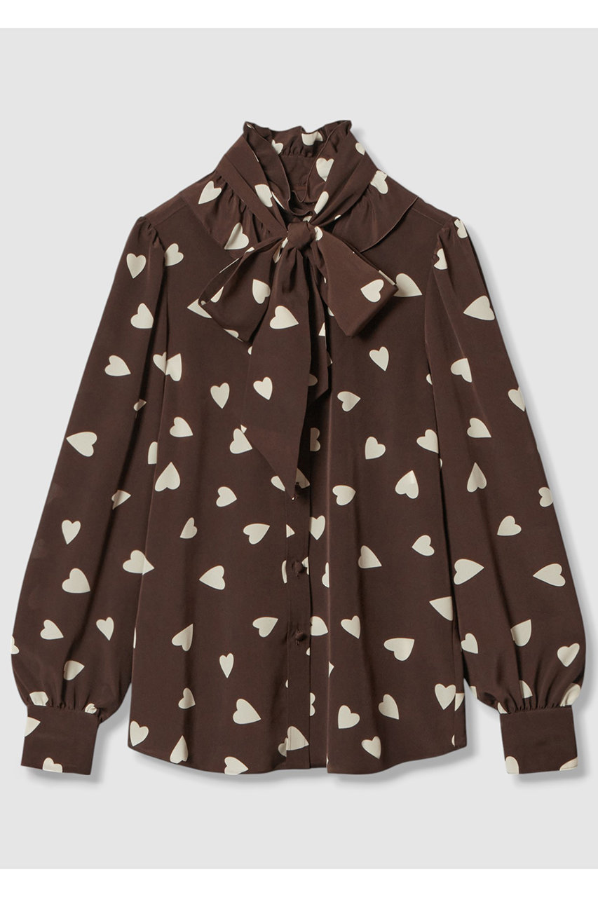 【LOULOU WILLOUGHBY】デシンハートプリントボウタイブラウス
