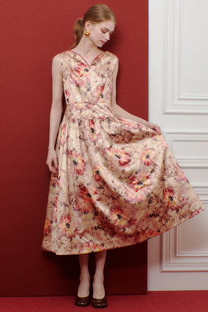 アルアバイル/allurevilleの【LOULOU WILLOUGHBY】BHARAT SILKハートネックワンピース(110500/110503)