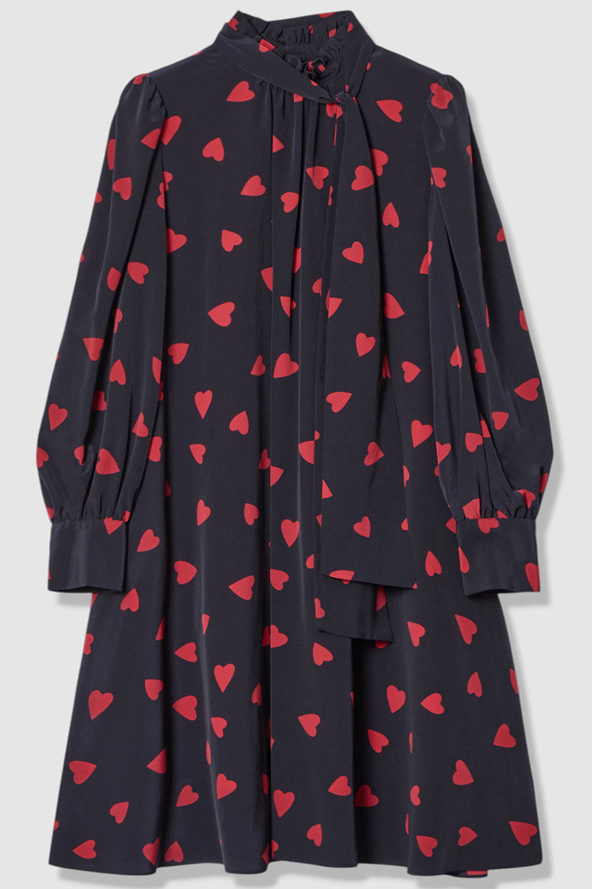 【LOULOU WILLOUGHBY】デシンハートプリントフラッパーワンピース