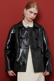 【LOULOU WILLOUGHBY】クラッシュエナメルレザーブルゾン