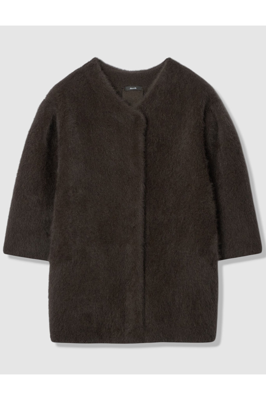 allureville シアリングニットコーディガン (ダークブラウン, 2) アルアバイル ELLE SHOP
