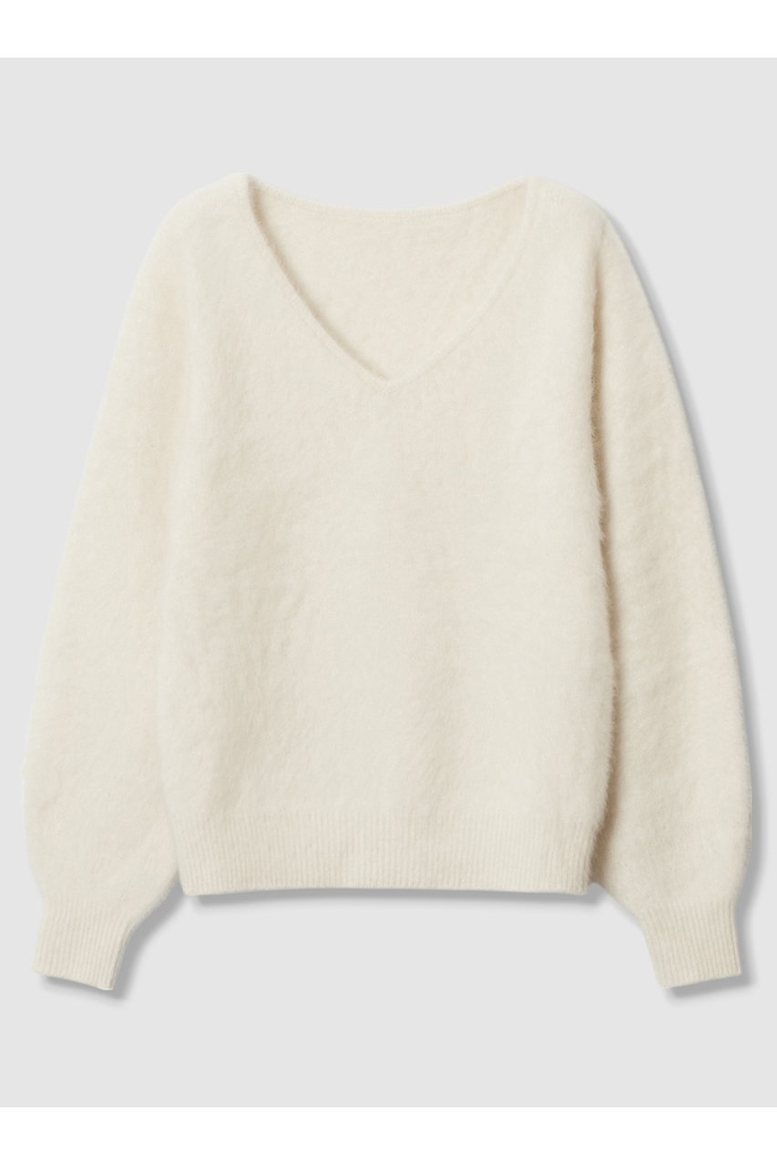 アルアバイル/allurevilleのカシミヤブレンドファー加工Vプルオーバー(オフホワイト/20252016250-31-020)