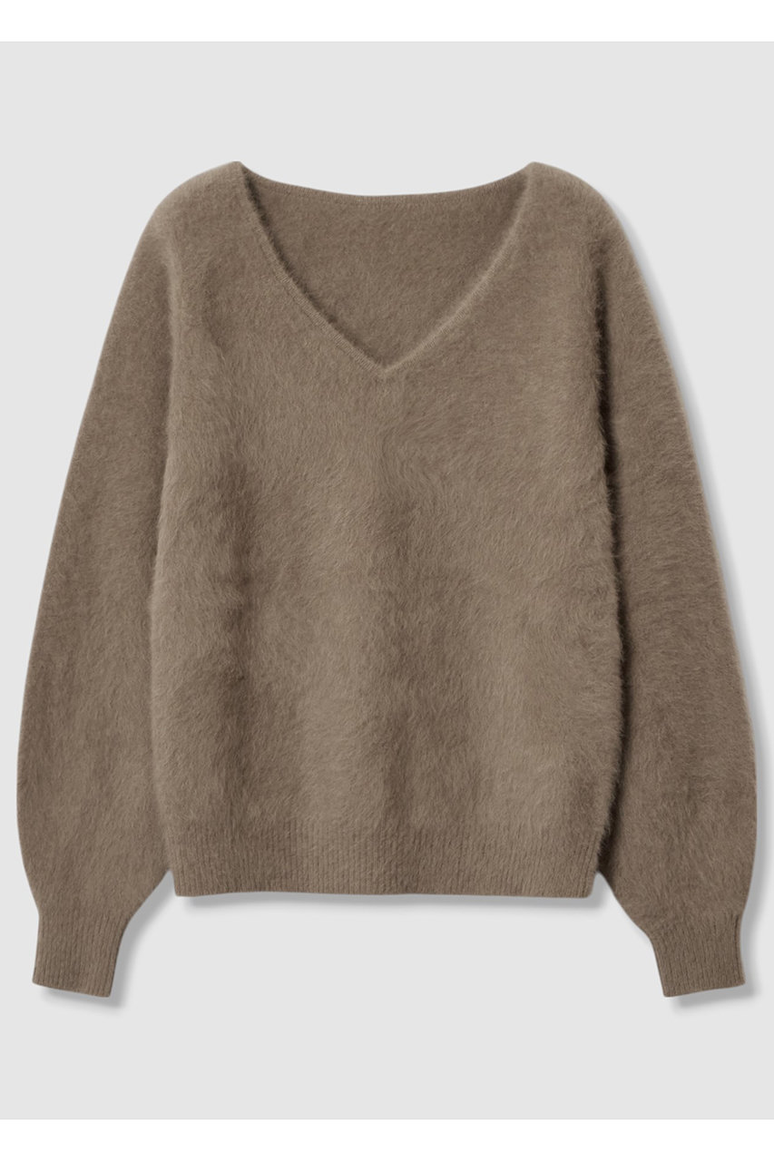 カシミヤブレンドファー加工Vプルオーバー