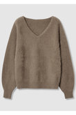 カシミヤブレンドファー加工Vプルオーバー