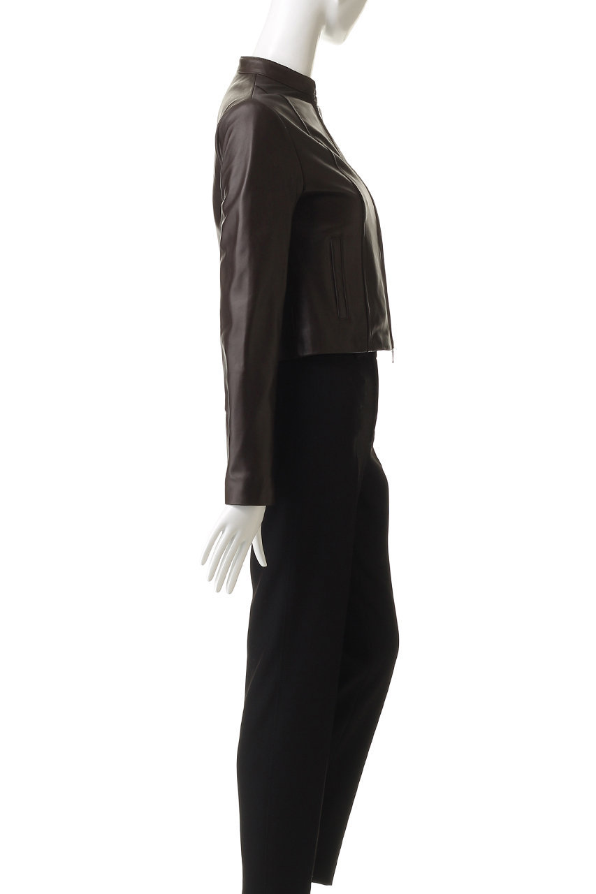 allureville ブラックライダースジャケット スタンドカラーレザーライダースジャケット|allureville