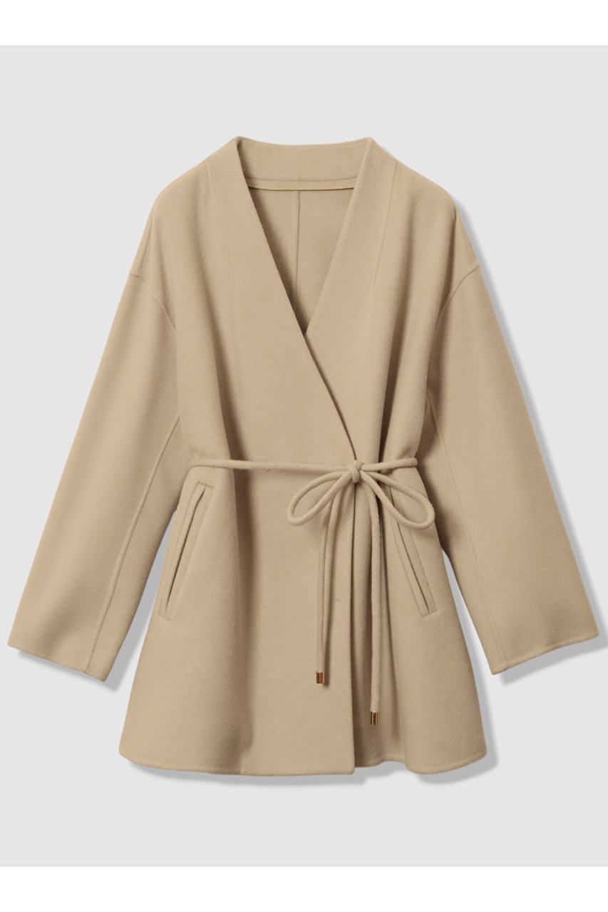 allureville カシミヤ混リバーミドルラップコート (ベージュ, 1) アルアバイル ELLE SHOP