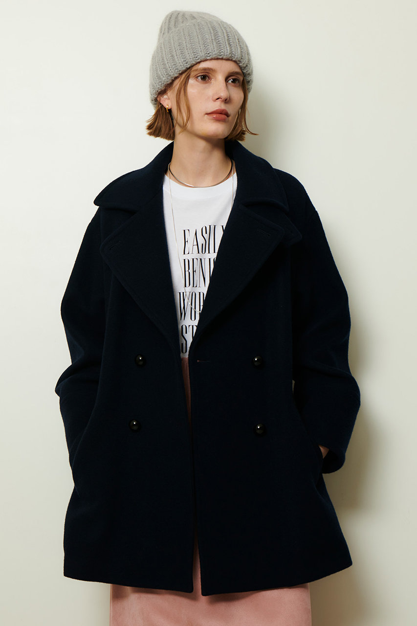 allureville パイルメルトンデザインPコート (ネイビー, 2) アルアバイル ELLE SHOP allureville パイルメルトンデザインPコート (ネイビー, 2) アルアバイル ELLE SHOP