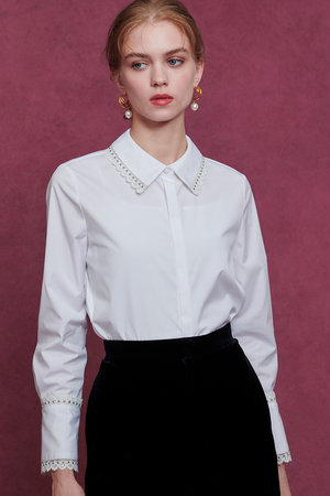 アルアバイル/allurevilleの【予約販売】【LOULOU WILLOUGHBY】レーストリミングシャツ(110400/110403)