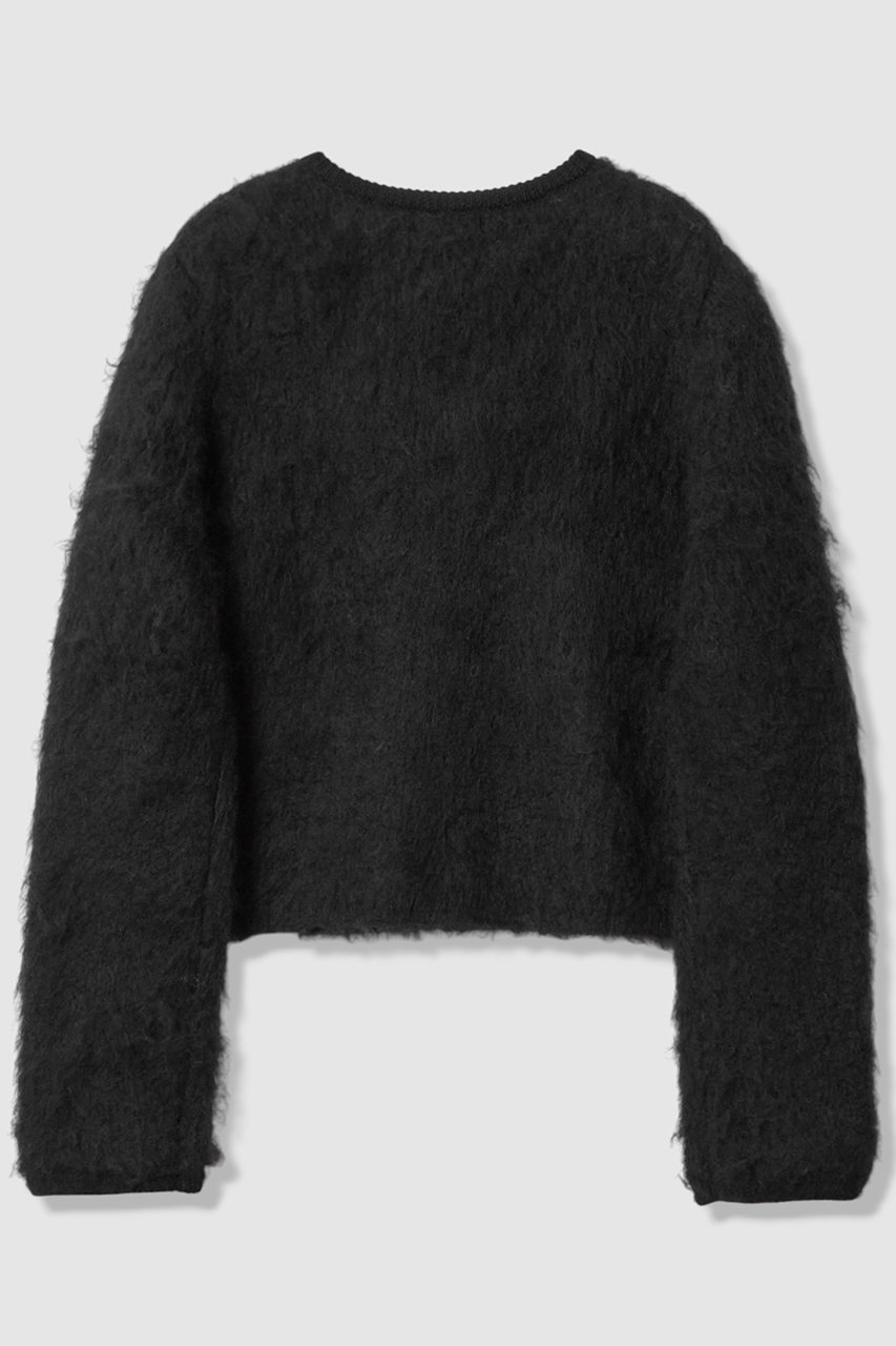 allureville(アルアバイル)｜シャギーニットカーディガン/ブラック の