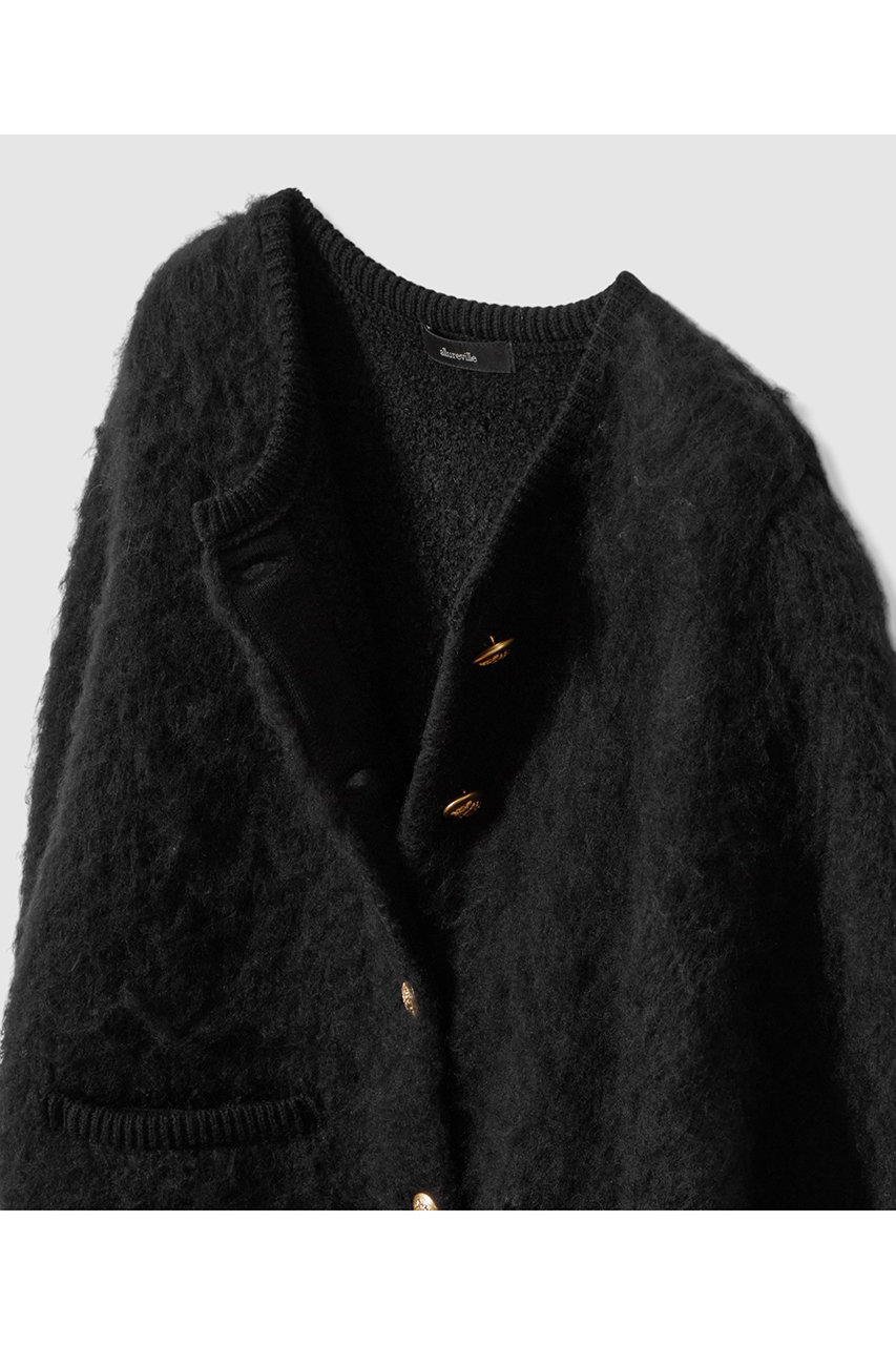 allureville(アルアバイル)｜シャギーニットカーディガン/ブラック の